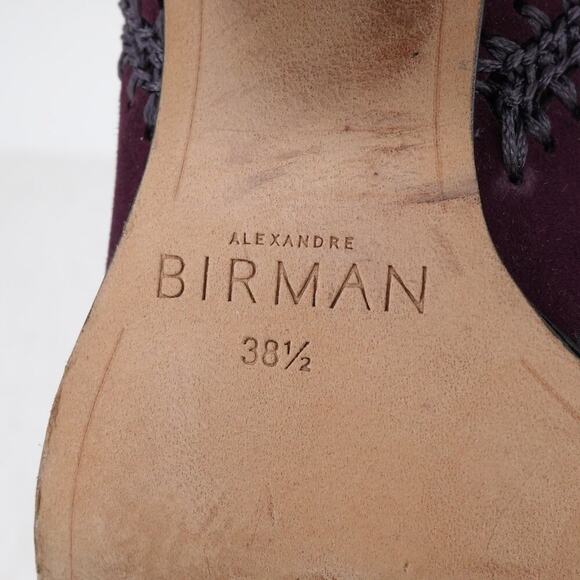 Alexandre Birman Benta Bootie 8 / 8.5 Burgundy Suede Crochet Ankle Boots Western - Picture 3 of 16